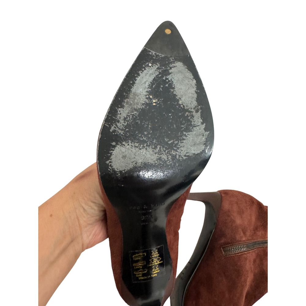 Rag & Bone Beha Chealsea stretchy Boots sz 7 minimalist Stiletto brown suede - Picture 5 of 8